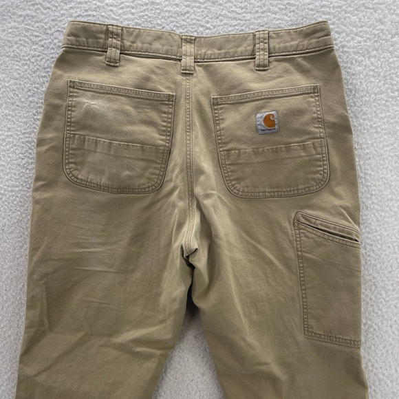 Carhartt Pants Mens 33x32 Beige Rugged Flex Rigby Relaxed Canvas Stretch Work - Picture 4 of 10